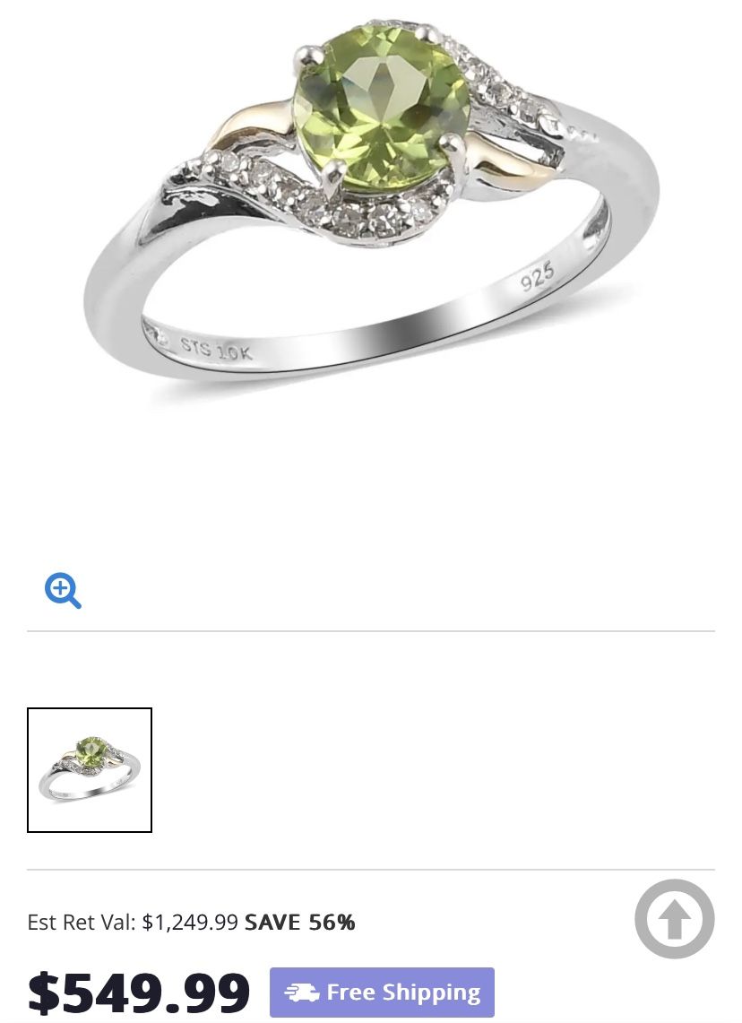 Gorgeous high quality Peridot & Diamond Ring - size 7 - new!