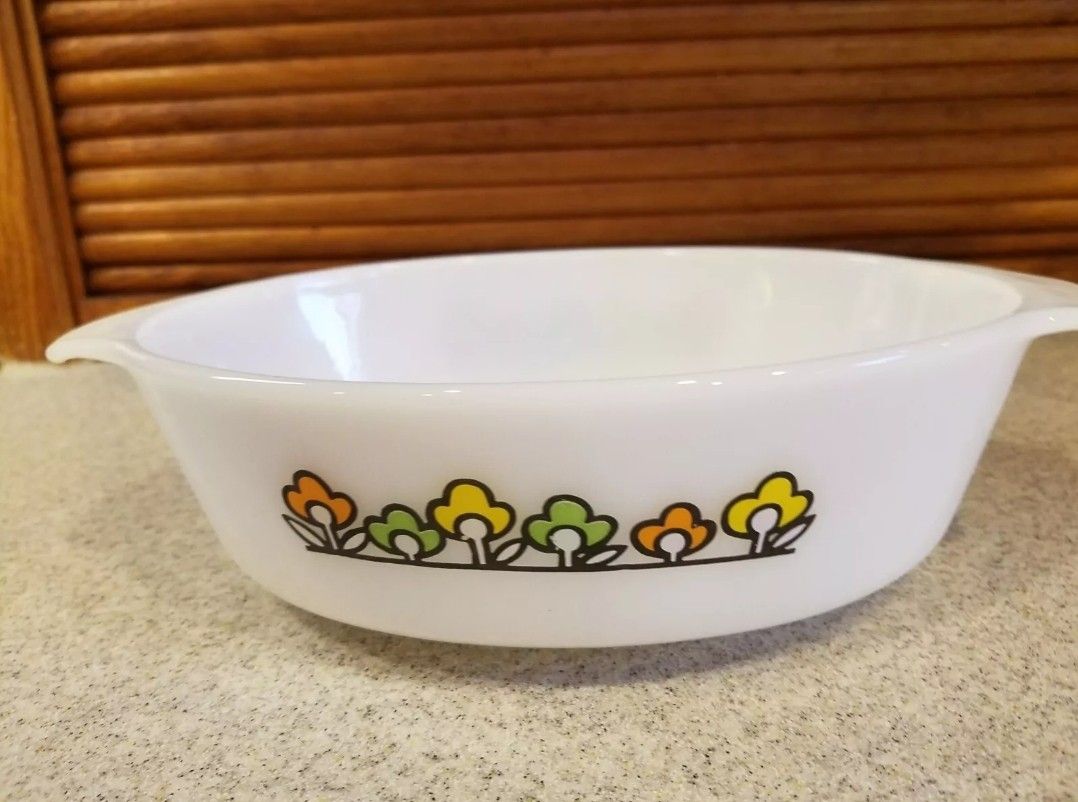 Vintage Pyrex Milk Glass Fire King Summerfield Boho Flowers