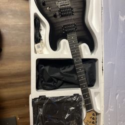 Glarry GST Black Tiger Stripe H-H Pickup Electric Guitar w/ 20W AMP Accessories