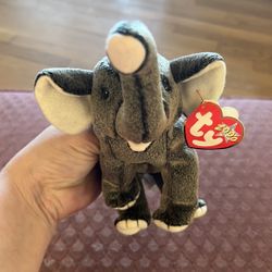 Ty 2000 Beanie Babies Gray Elephant “Trumpet” Plush