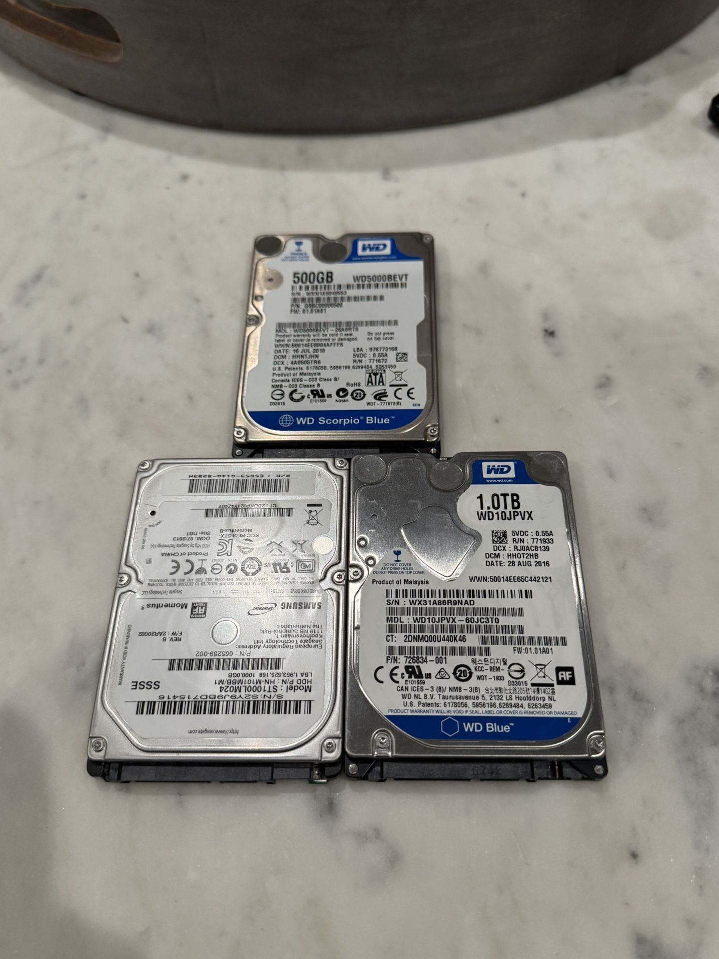 Samsung + WD 2.5” SATA HDD Bundle – 2.5TB Total, Tested & Working