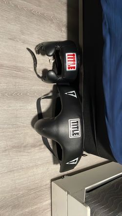 Black title head gear and groin guard