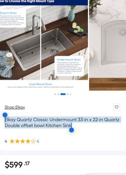 Elkay Quartz Classic Undermount 33-in x 22-in Quartz Double offset bowl Kitchen Sink