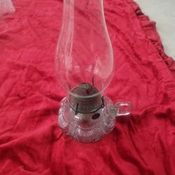 Vintage Lamplight Farms Clear Glass Finger Hurricane Lamp With Chimney