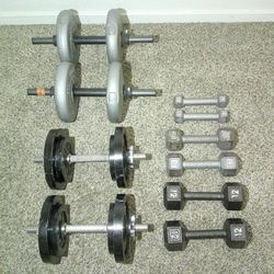 5 Sets of Dumbbells ( 2 of which are Adjustable)