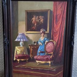 VINTAGE OIL ON CANVAS PAINTING SIGNED BY PESTI 31X43 " IN A WOODEN FRAME