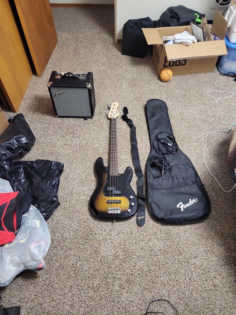 Gibson bass guitar and Amp