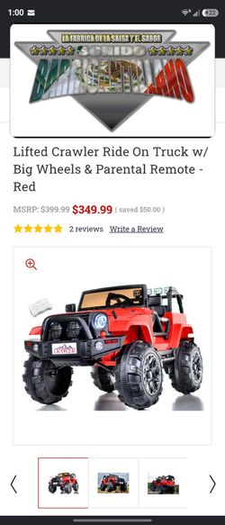 4x4 Ride On Crawler Truck w/ Rubber Tires & Parental RC Remote - Red