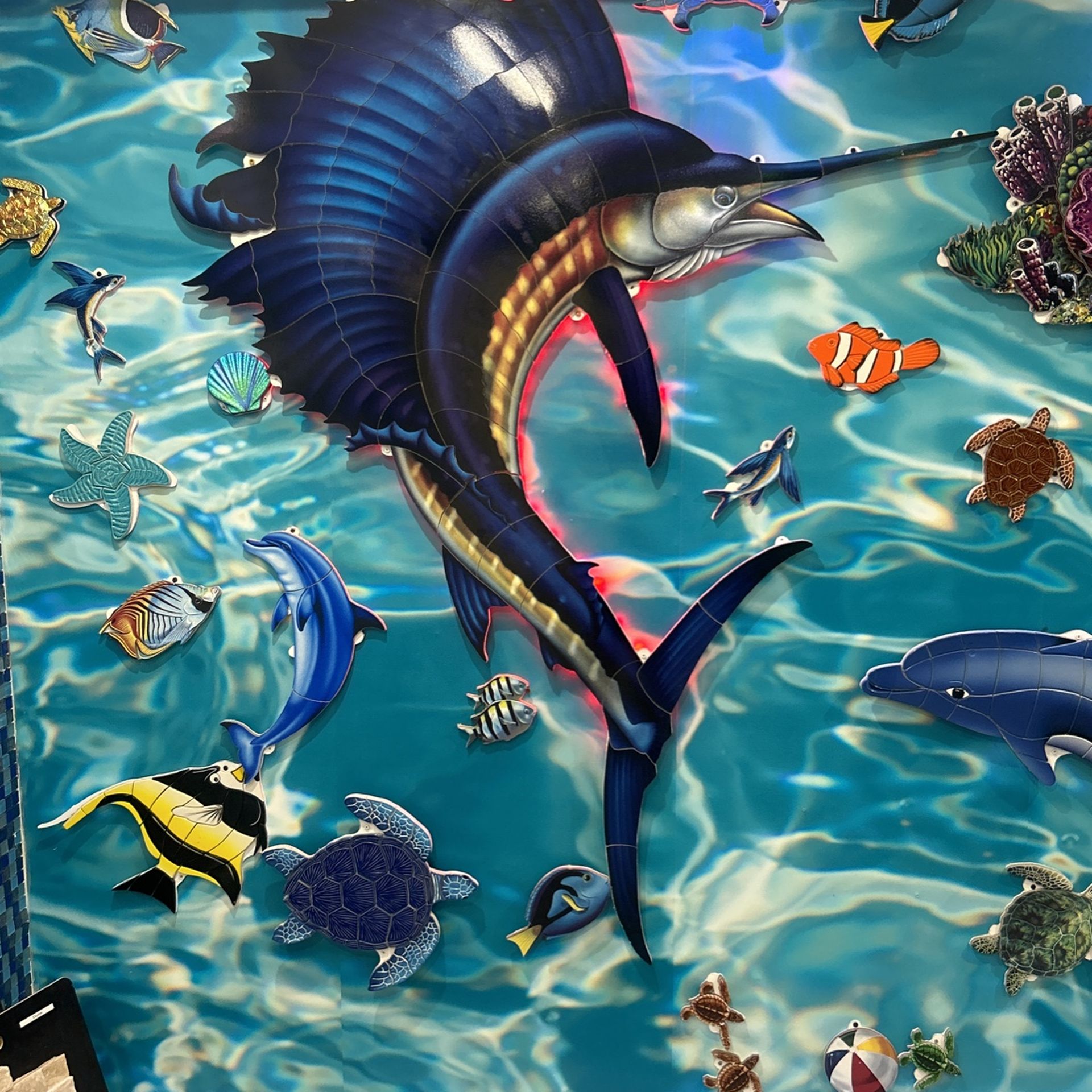 Marlin Pool Mosaic Showroom Display Huge