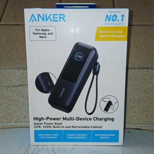 ☆BRAND NEW☆Anker Power Bank 25K 165W Built-In and Retractable Cable: Charges 4 Devices Simultaneously