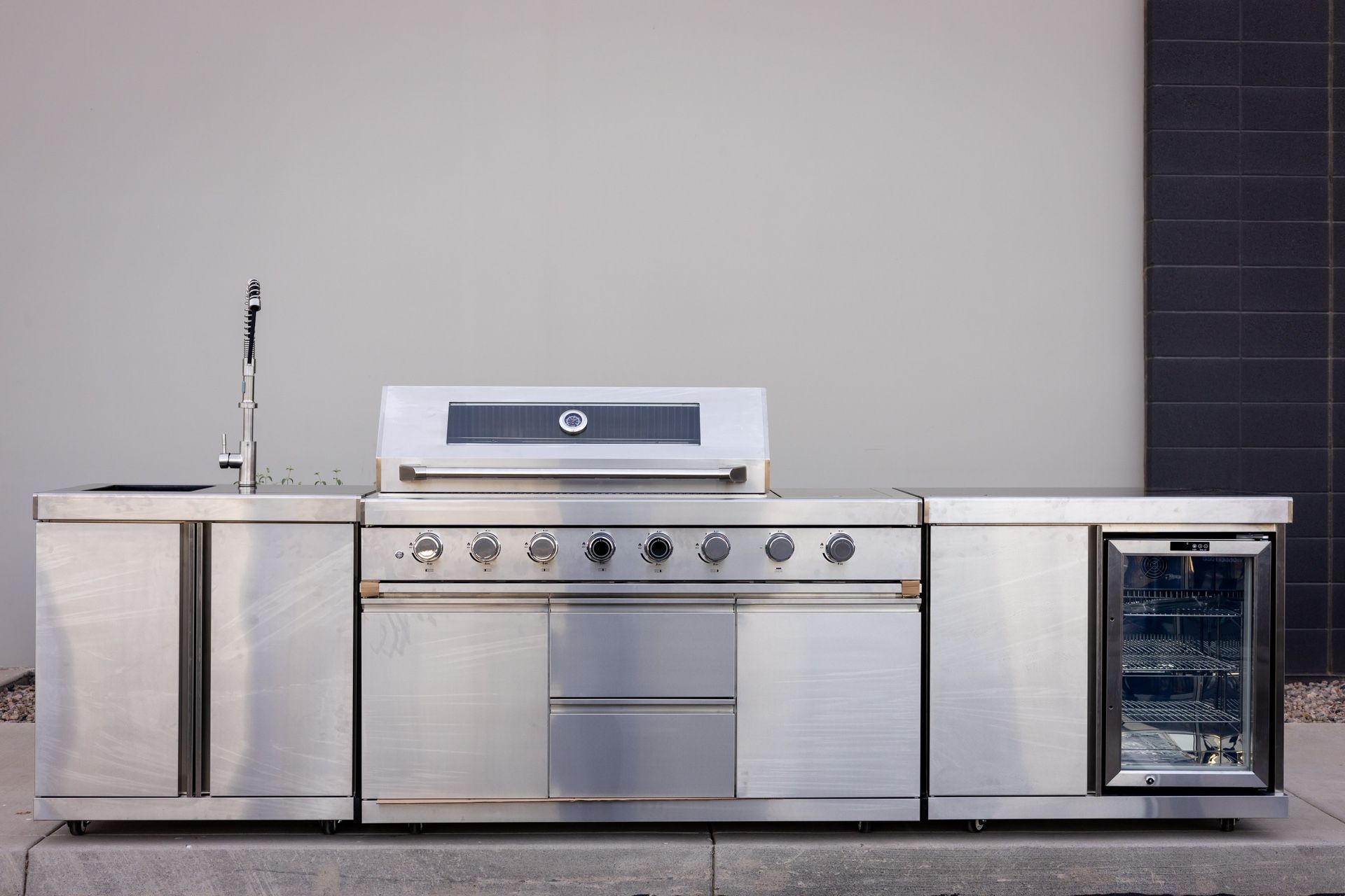 12001 3 Piece Outdoor Kitchen 6-Burner Barbecue BBQ Grill Combo with Infrared Side & Rear Burners