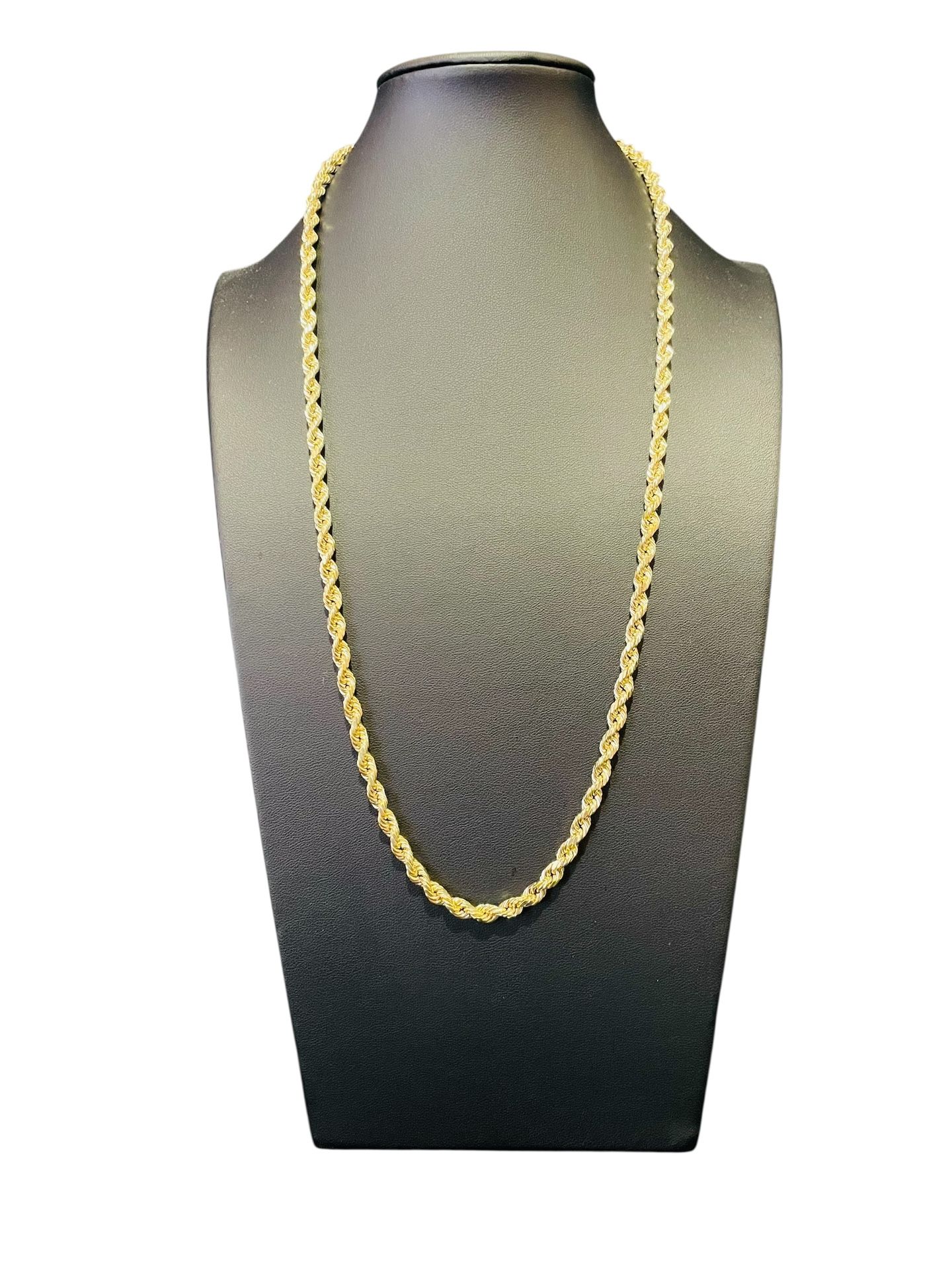 26” 10K Yellow Gold Diamond Cut Rope Chain