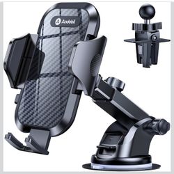 andobil Car Phone Holder, 2026 Military-Grade 89lbs Strongest Suction Phone Holders for Your Car Dashboard/Windshield/Vent Easy Clamp Car Phone Mount 