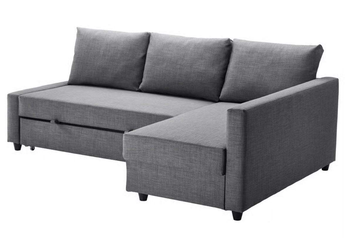 IKEA FRIHETEN Sleeper sectional,3 seat w/storage, Skiftebo dark gray