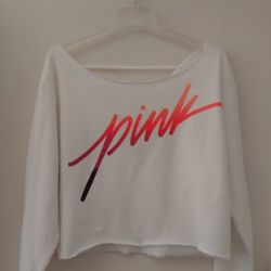 Victoria's Secret PINK Retro Graphic Crop Knit Sweatshirt Size:L 