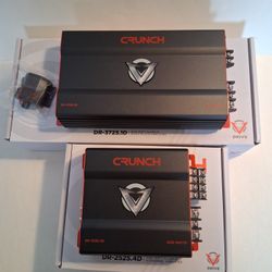 CRUNCH 2525 WATTS 4 CHANNEL & 3725 WATTS MONOBLOCK 1 OHM STABLE BUILT-IN CROSSOVER WITH BASS CONTROL CAR AMPLIFIER 
