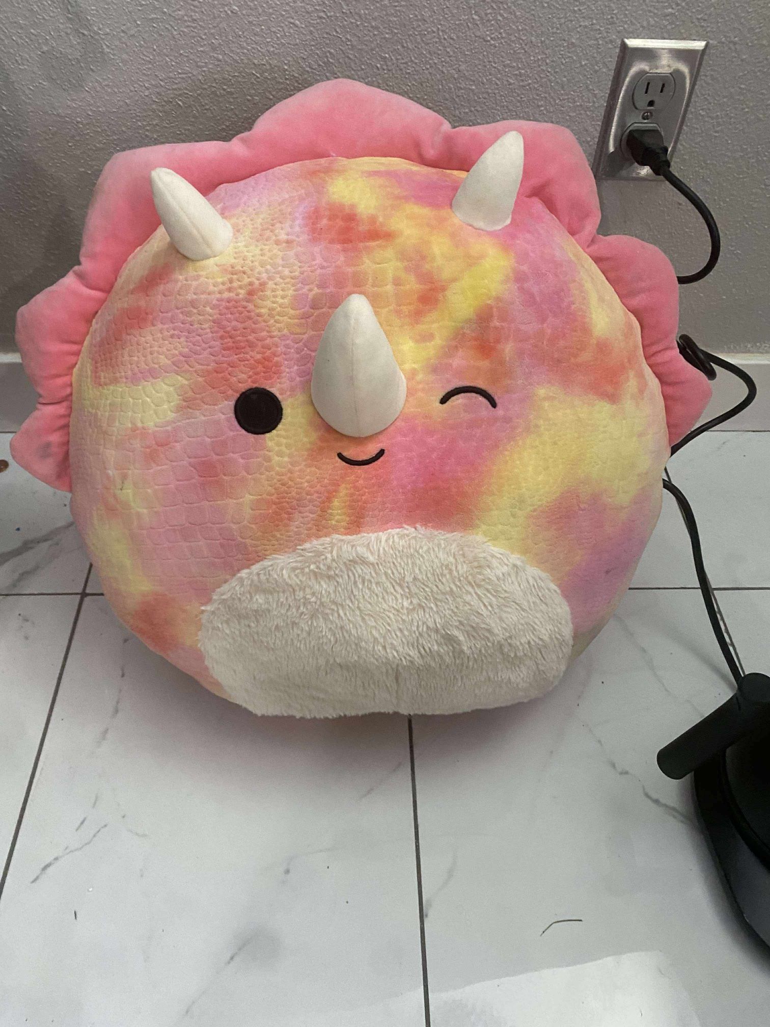 Squishmallows Trinity the Tie Dye Triceratops Fuzzy Belly Large Plush