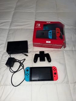 Nintendo Switch (Neon Red/Blue) w/ Box, Dock, Grip & Charger