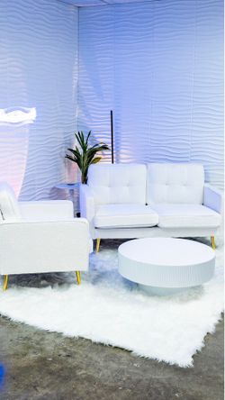 white chair + small white couch (sold together or separate)