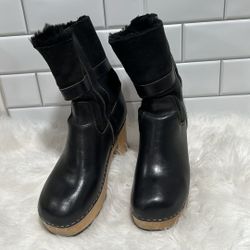 RARE SWEDISH HASBEENS 39 -8.5-9 SUEDE BOOTS WITH SHEARLING LINING HIPPIE LOW