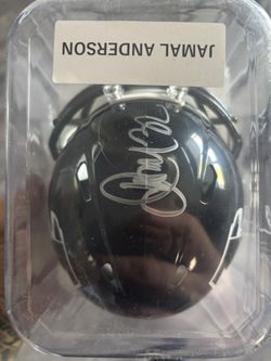 Jamal Anderson resigned Signed Mini Helmet 
