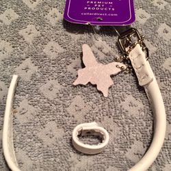 Leather Dog Puppy & Cat Collar Size Small (Fits 6" Neck, White), Soft Padded Handmade Genuine Leather Collar