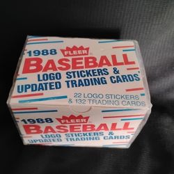New Factory Sealed 1988 Fleer Baseball logo Stickers & Updated Trading Cards