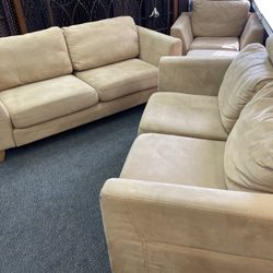 Couch/Sofa, Loveseat, Chair And Footstool - Suede Leather - Delivery Available For A Fee 