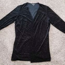 Women's Onyx Nite Long Sleeve Dress Shawl Size 18 Black Rhinestones