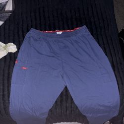 Two Piece Set Dickies scrub pants, blue, and black