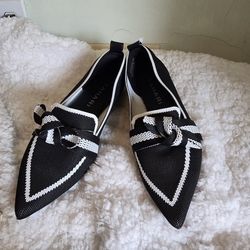 Tahari Black with white trim, and bow.
Loafers size 8