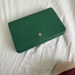 Tory Burch Saffiano Leather Crossbody (Emerald Green)