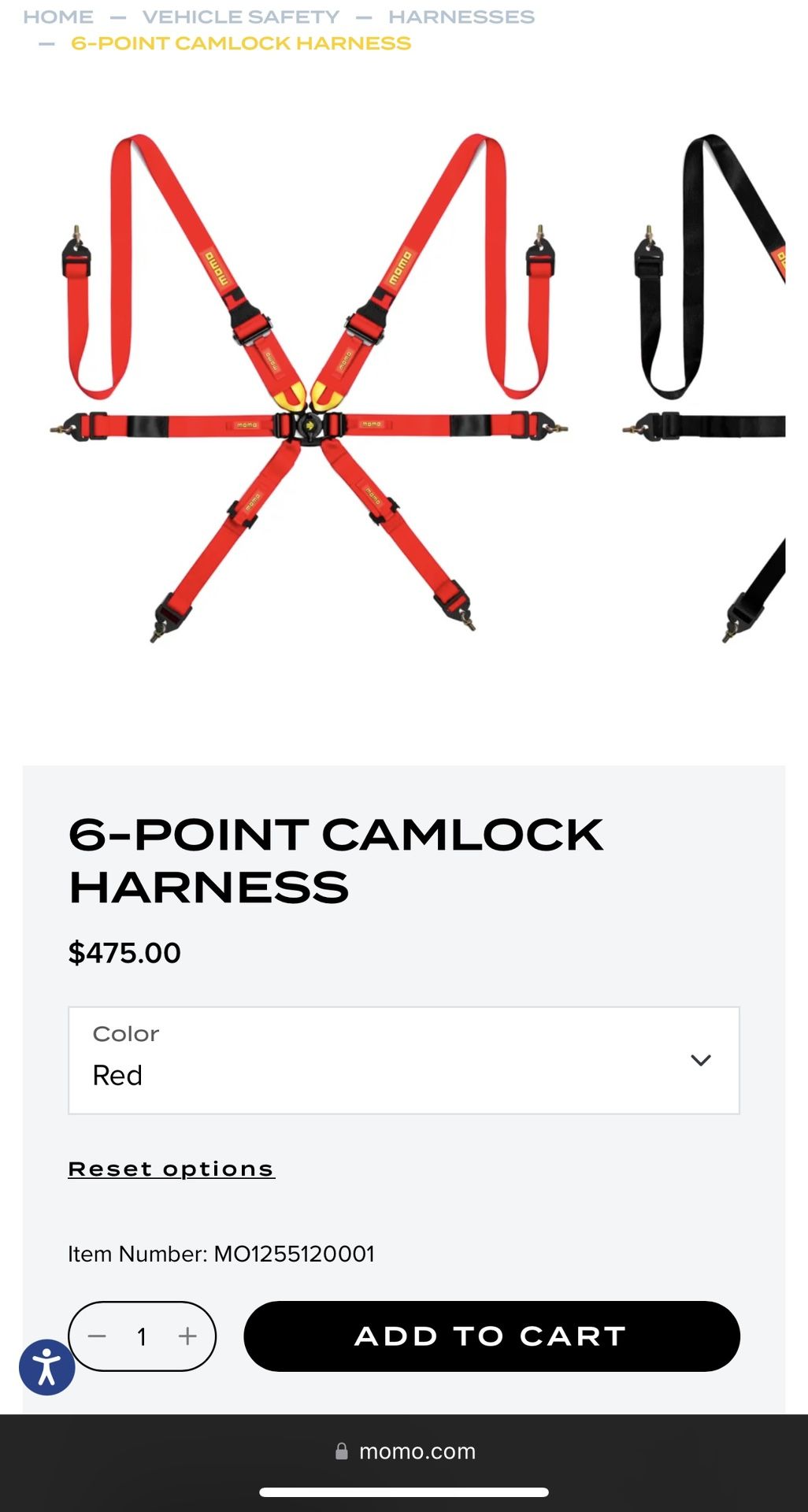Momo 6-Point Cam Lock Harness
