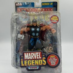 Vintage NEW 2002 MARVEL LEGENDS THOR SERIES 3 TOYBIZ ACTION FIGURE W/ COMIC BOOK