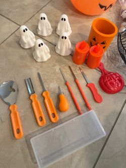 Halloween Pumpkin Carving Kit with several Halloween Decorations