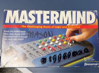 The Pressman Mastermind Board Game is a strategic game for ages 8 and up. With built-in storage tray and code shield, this complete game is designed f