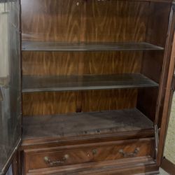 Vintage Glass Shelf/door Display Cabinet 