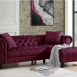 SECSIONAL SOFA RED VELVET NEW IN BOX ☎️ 1714586,2564