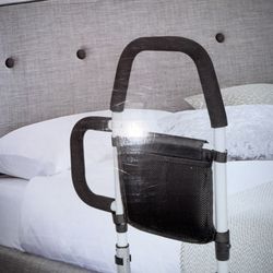 Bed Assist Rail with Storage Pocket and Safety Strap