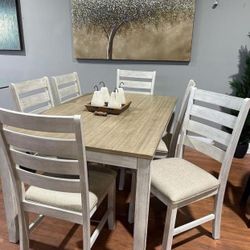 Whitewash Skempton Dining Table And Set | Dining Room- Kitchen 👍 Brand New 👍 Fastest Delivery 🚚 