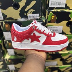 A Bathing Ape Bape Sta Patent Leather White Red for Sale in Dallas TX OfferUp