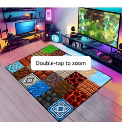Game Rug Teen Boys Carpet with Pixel Game Element Decoration Mat, 8 Bit Old Games Rugs 60" x 40")