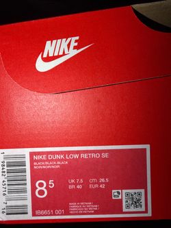Nike Dunk Low Retro SE Black Size 8.5