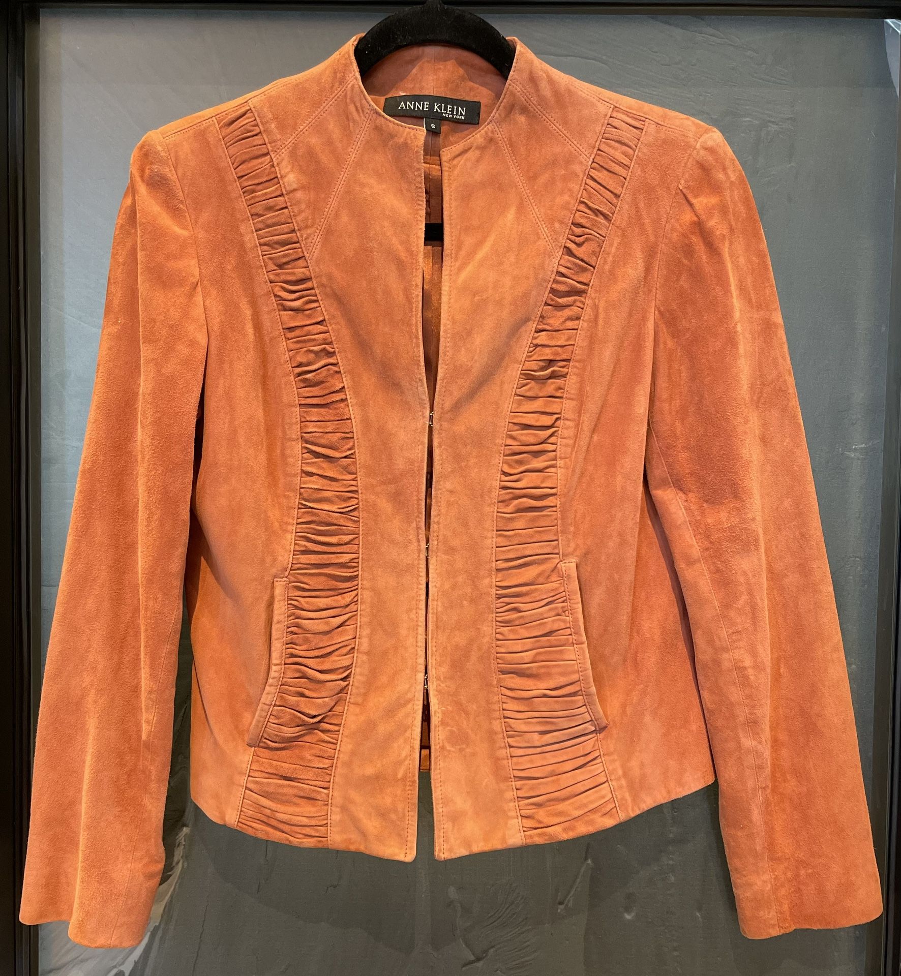 Anne Klein 100% Suede Burnt Orange Waist High Jacket