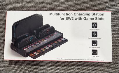 Switch 2 Charging Dock with Pro Controller Charging | All-in-One Organizer Holds Dock