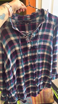 Plaid Lace-Up Boho Top