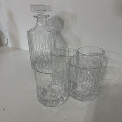 Glass Liquor Decanter and matching rocks glasses