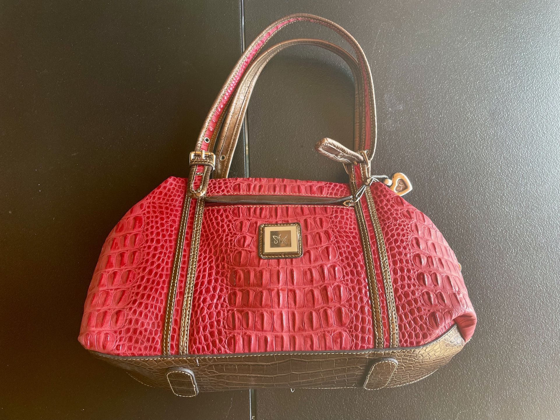 Sharif STUDIO Handbag Red And Brown Croc