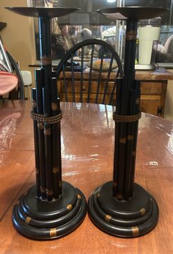 Heavy metal pillar candle holders