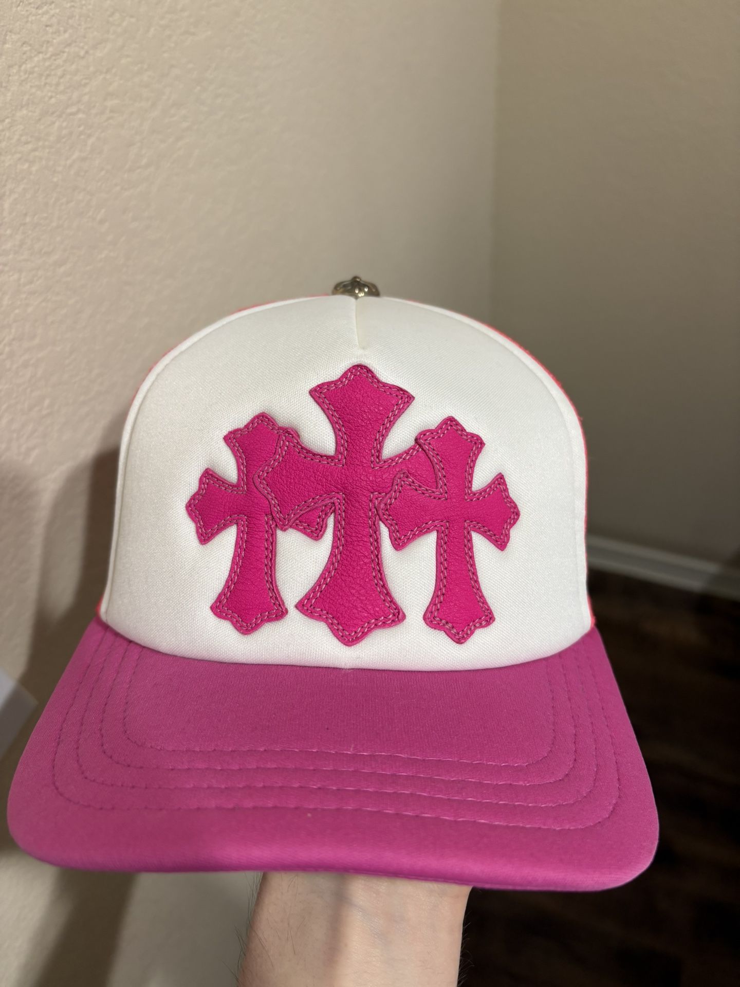 Pink Chrome Hearts Cross Hat